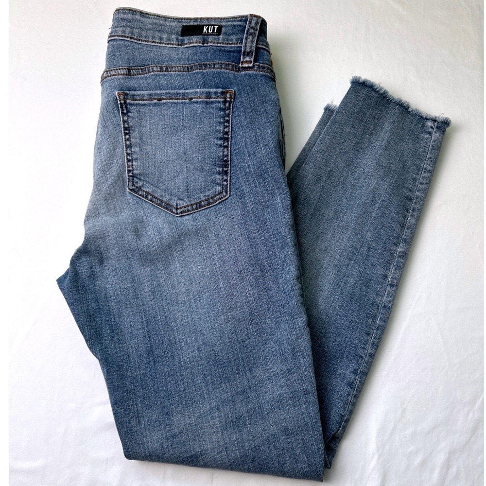 KUT From The Kloth Womens Mid Rise Connie Ankle Skinny Jeans Distressed Size 12